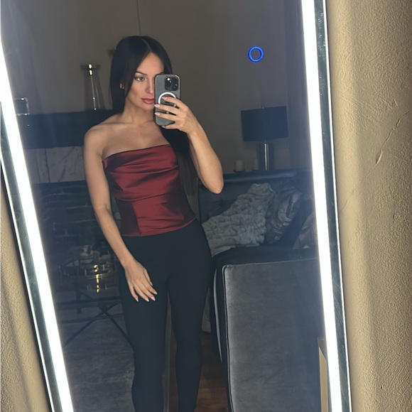 Lovers + Friends Burgundy Strapless Crop Top - Picture 2 of 2